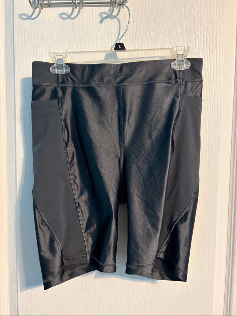 lululemon athletica Black/blueish Women's Bike Shorts with Side Panels
